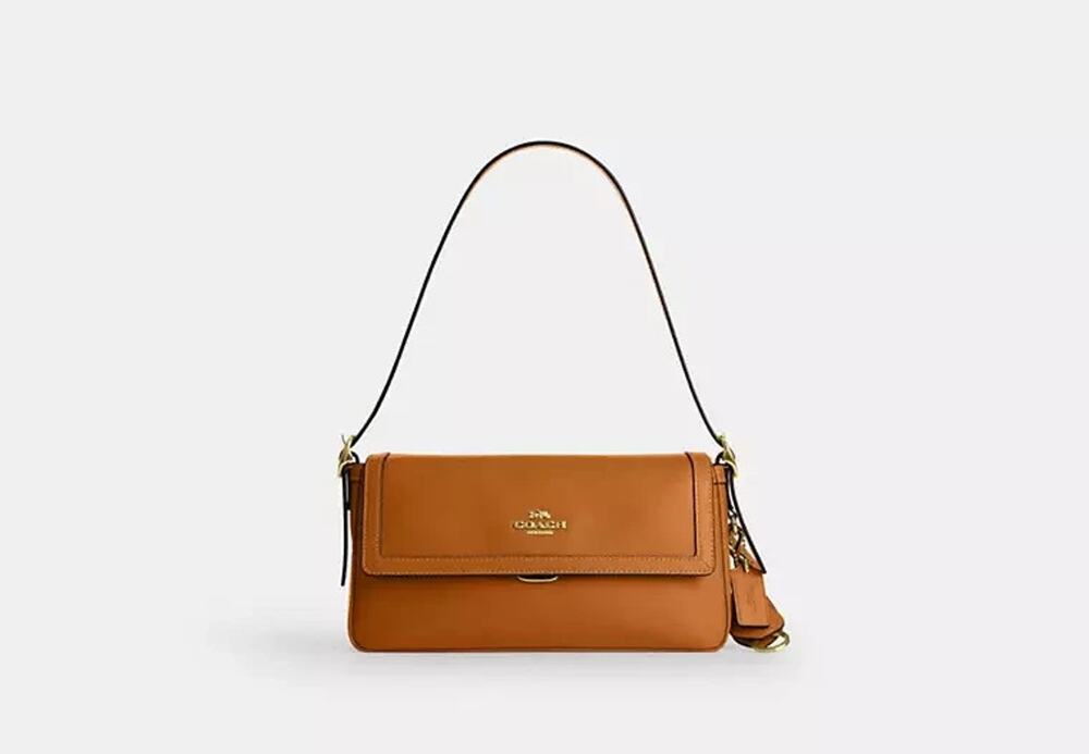 NWT B4-010 Coach Etta Small Flap Shoulder Bag CCV63 smooth leather/Gold/Brown